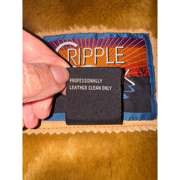 Vintage Cripple Creek Penny Lane Tan Suede Leather Jacket Faux Fur Y2K Western - Picture 5 of 9